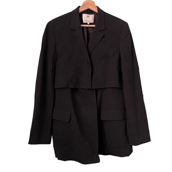 3.1 Phillip Lim black Tiered Twill Black Blazer Jacket in Size 8 - Picture 6 of 16